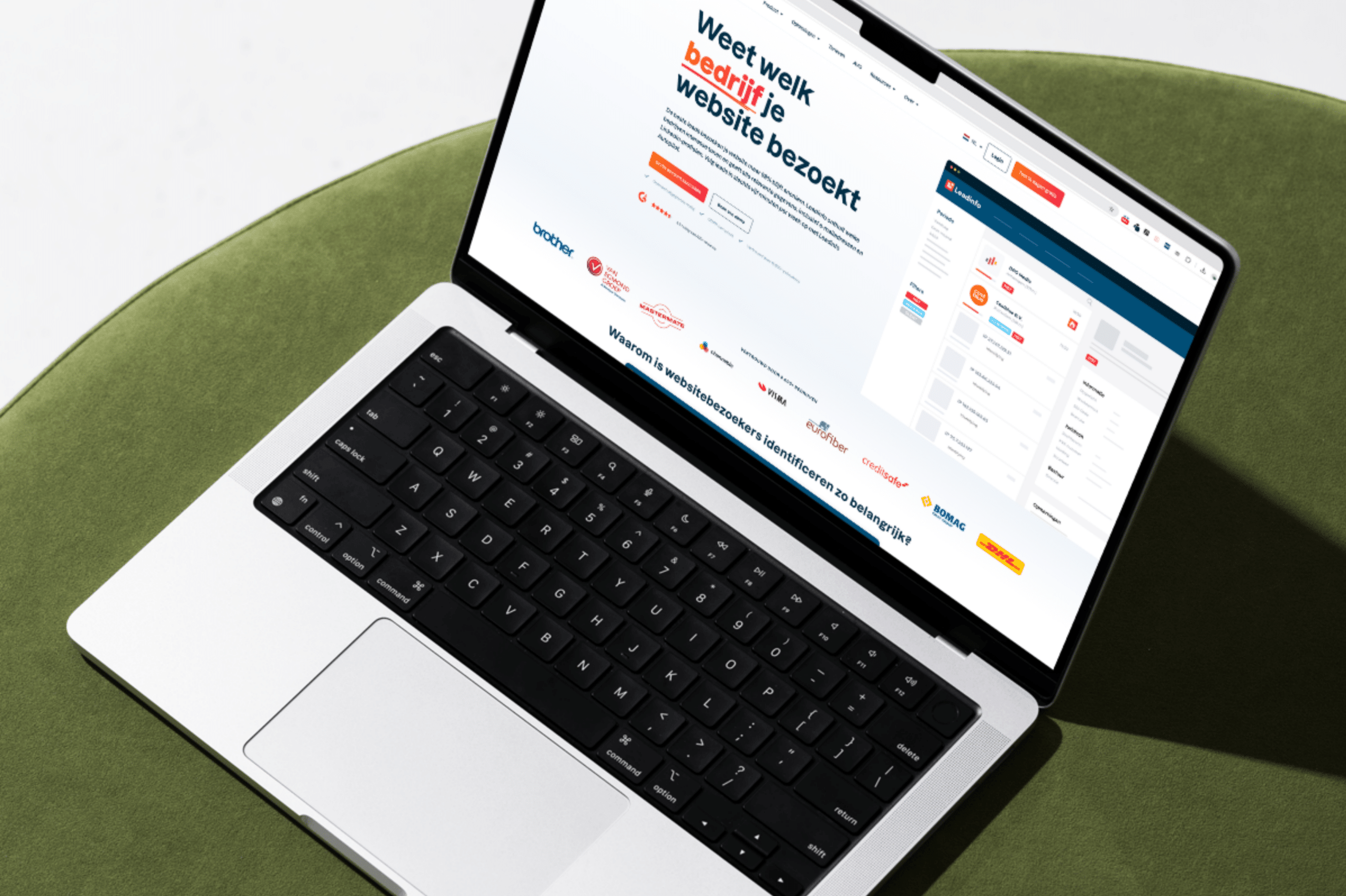 Leadinfo-website op laptop